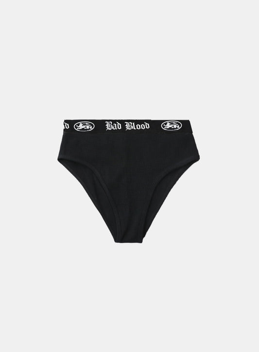[w-pnt25-011] Mystic Waffle Knit Briefs - Black