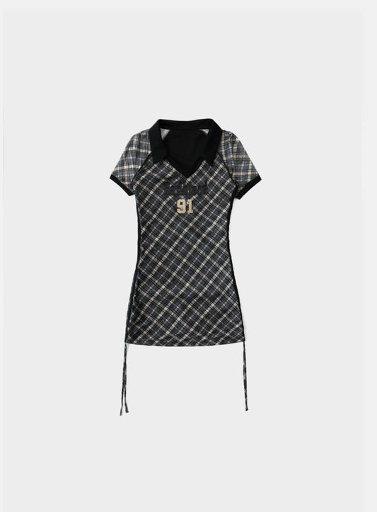 Vintage Club Polo Mini Dress - Checkblack