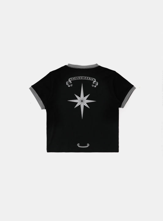 Cosmo Reflective Ringer T-Shirt - Black
