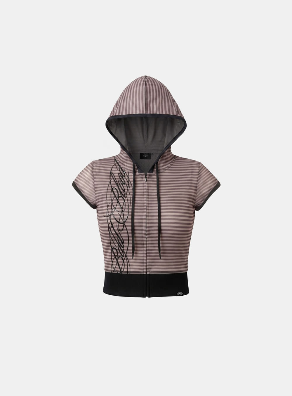[AQUA] [w-hde26-043] Dark Classic 2 1/2 Zip-up Hoodie - Pink Stripe