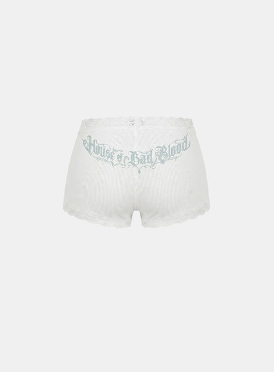 [w-pnt26-003] H.B.B. Lace Trimming Boxer - White