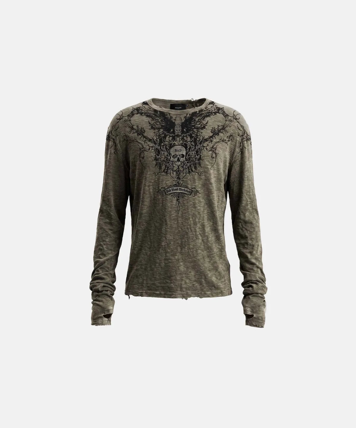 [w-tee26-278] T.M.V. SKULL Workshop Long Sleeve - Khaki