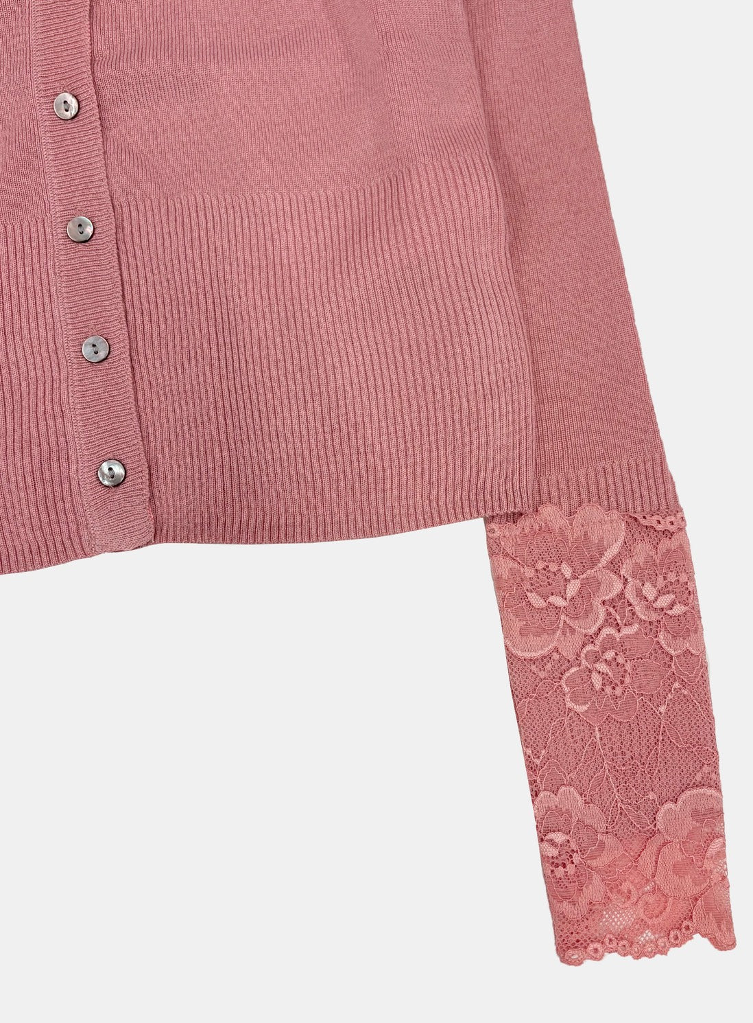 [w-cdg26-006] H.B.B. V-NECK Lace Cardigan- Pink