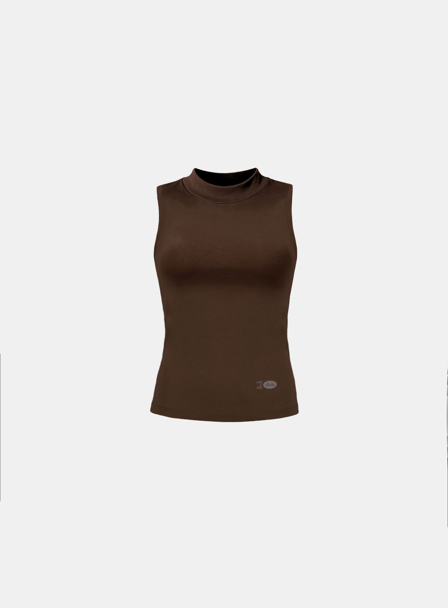[w-tnk26-027] Everyday Mock-Neck Tank - Brown