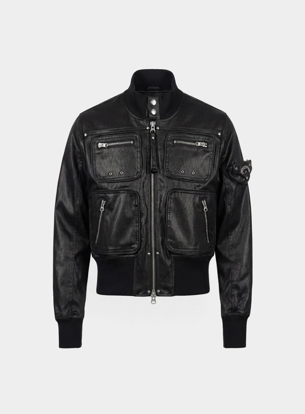 [w-jkt25-069] Laguna High-Neck Bomber Jacket - Coated Black