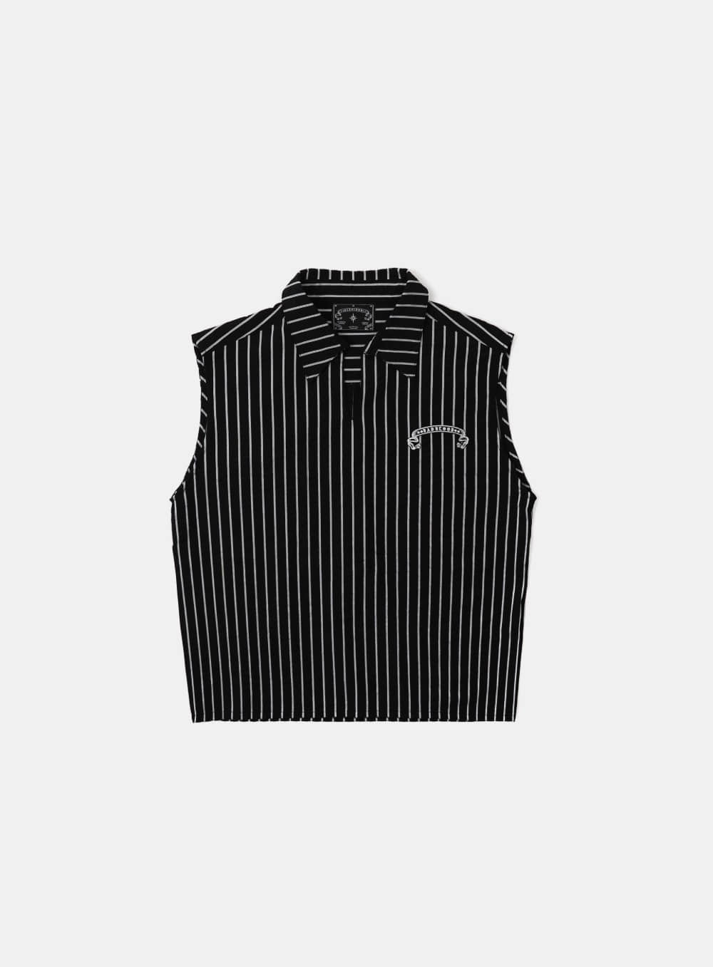 AJ Easy Sleeveless Polo - Black/Stripe