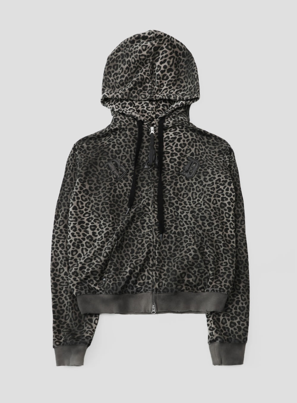 Cosmo Patch Hooded Zip-Up - Black Leopard