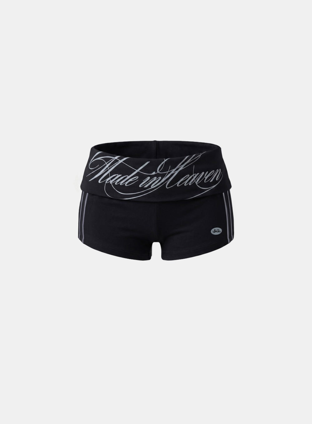 [w-srt26-022] 90s Vintage Club Fold-Over Jersey Boyshorts - Black