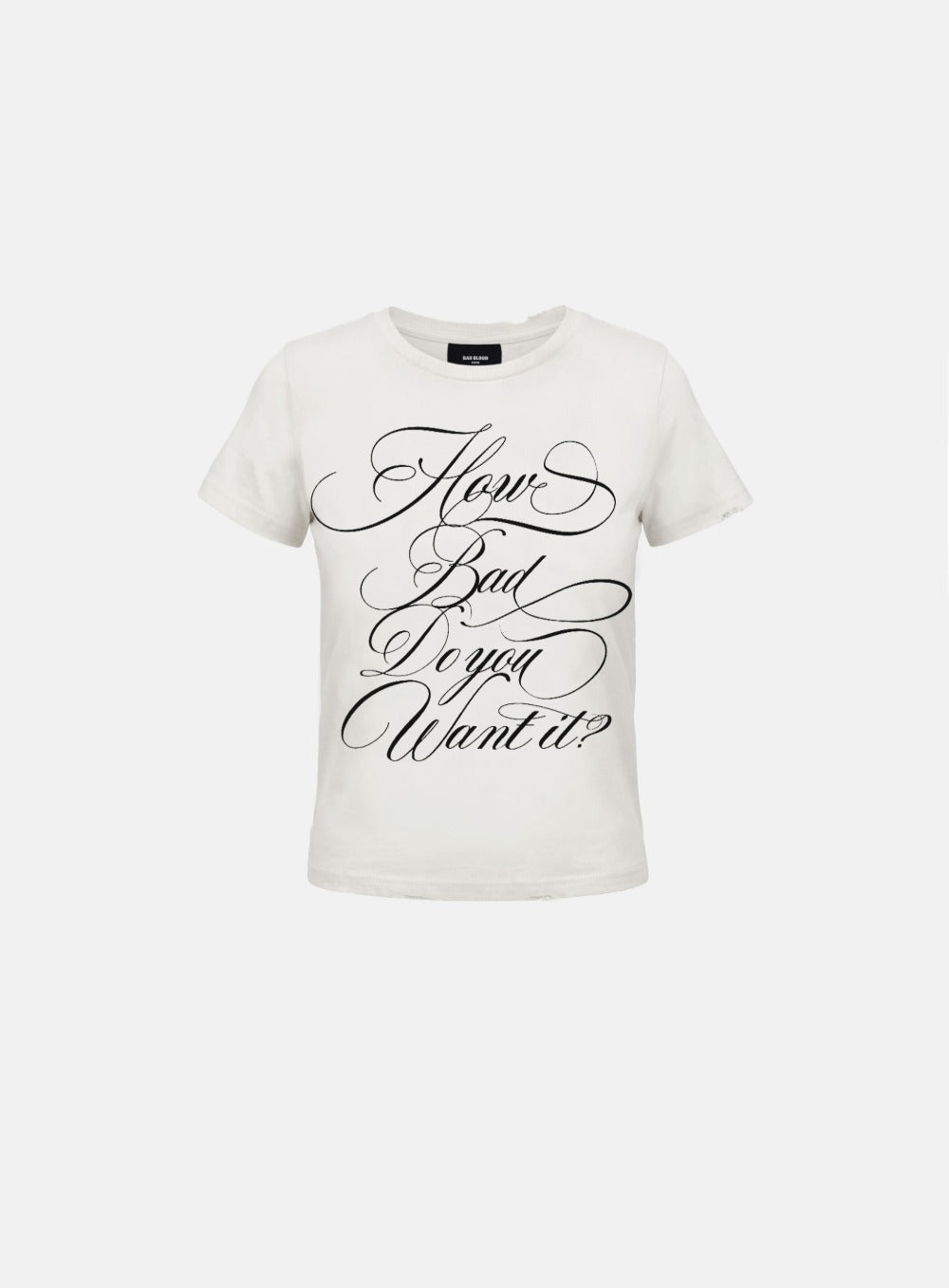 [w-tee26-136] DO YOU WANT IT Script Short Sleeve T-Shirt - White