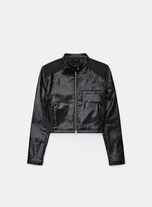 Squad Crop Racer Jacket - Coated Black