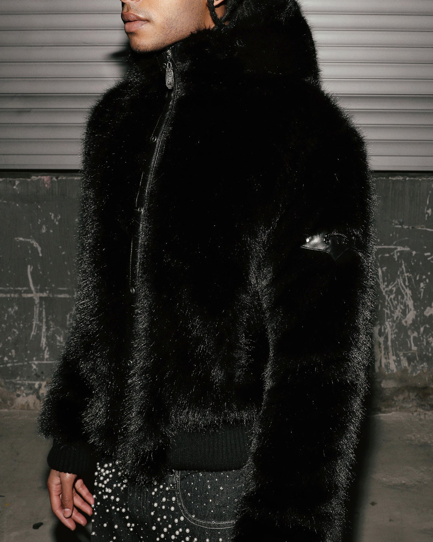 [w-jkt25-051] Viper81 Hooded Fur Jacket - Black