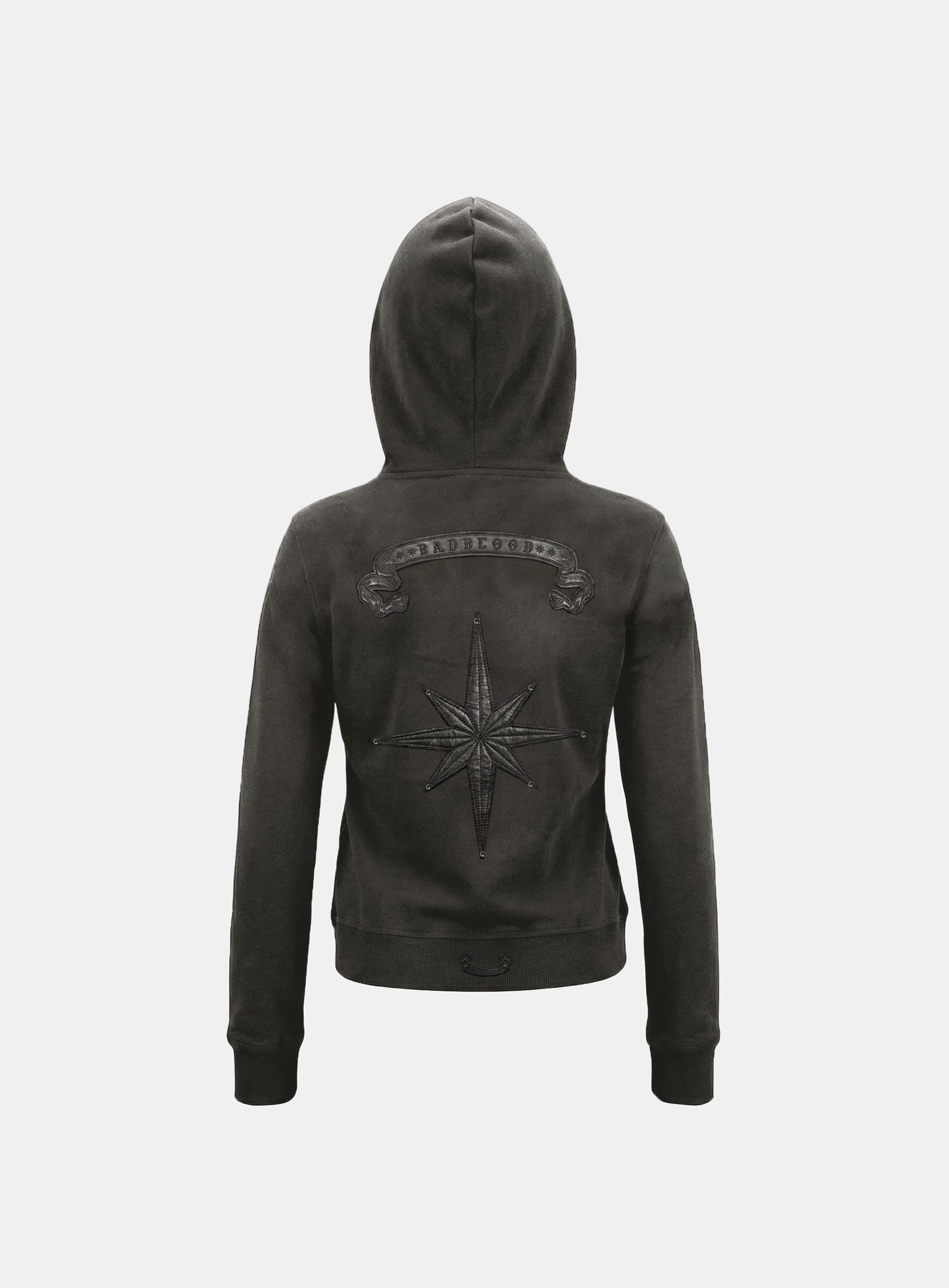 [w-hde26-026] Cosmo Embroidered Slim-Fit Zip-Up Hoodie - Charcoal