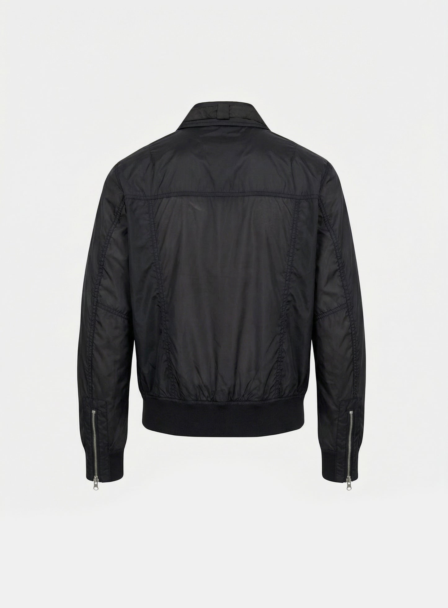[w-jkt26-034] Daytona High-Neck Lightweight Nylon Bomber Jacket - Black