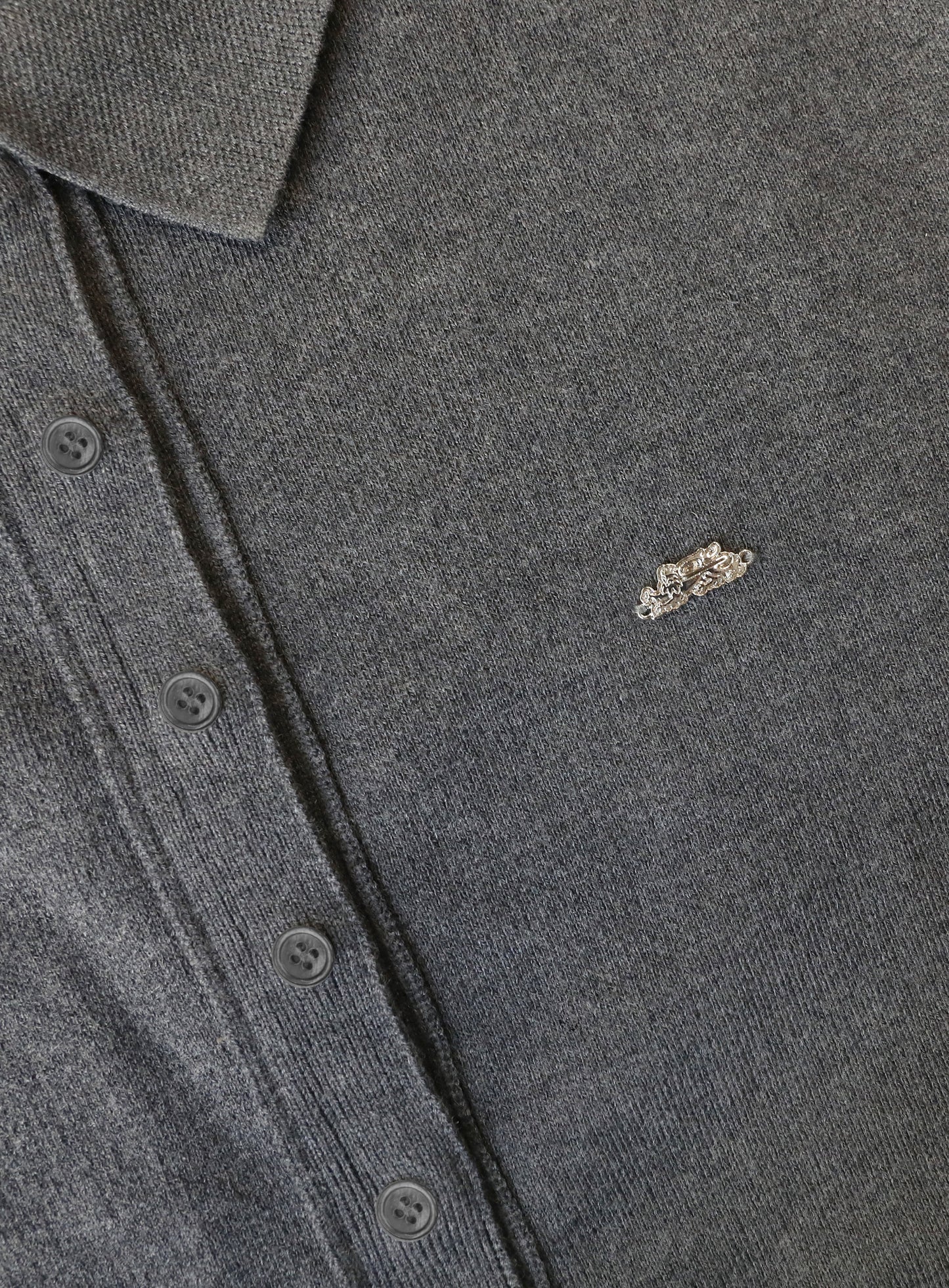 [w-knt26-011] Mystic Symbol Polo Cardigan - Dark Gray