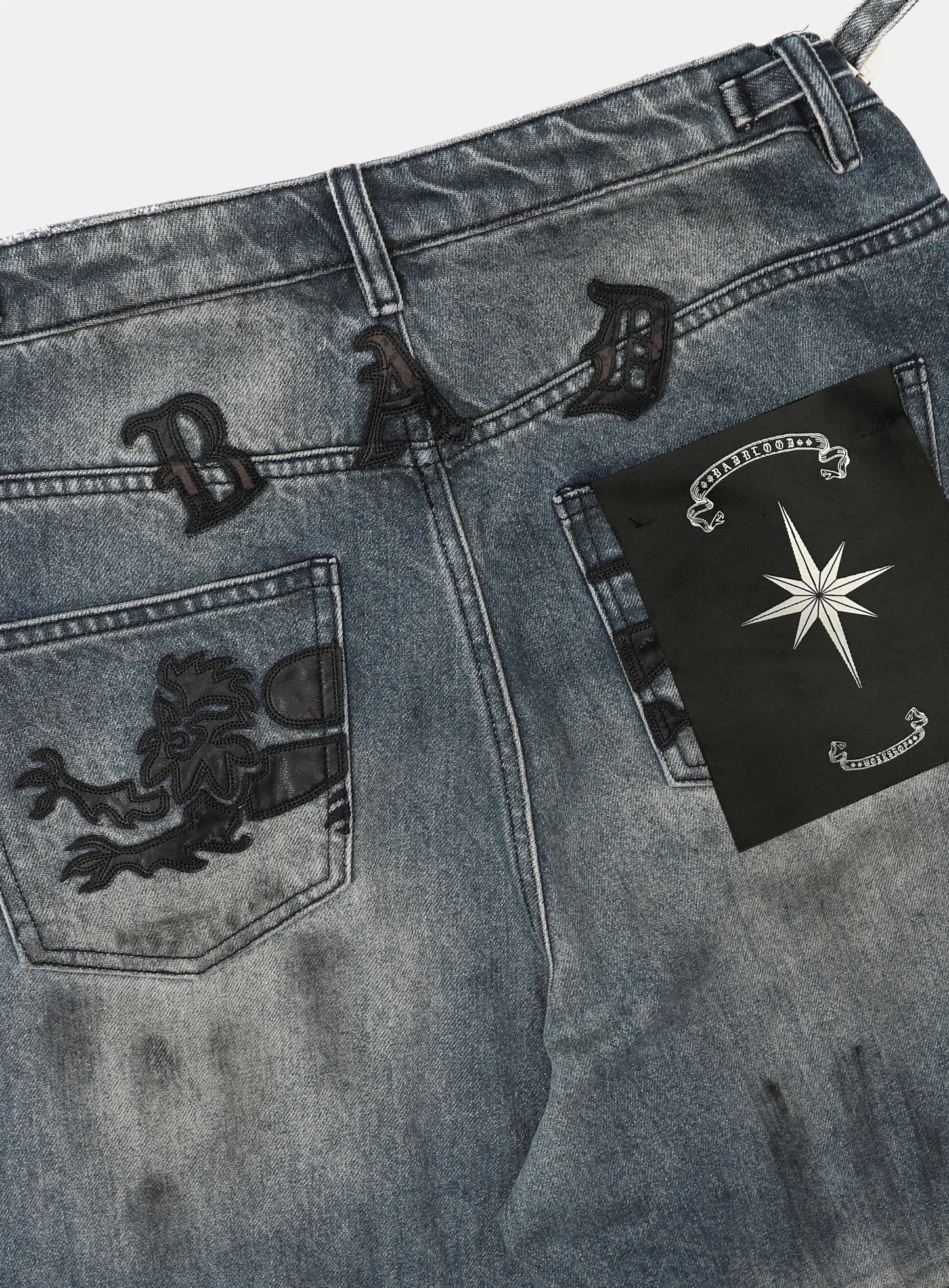 0209 Hard Washed Exhaust Jeans - Mid Blue