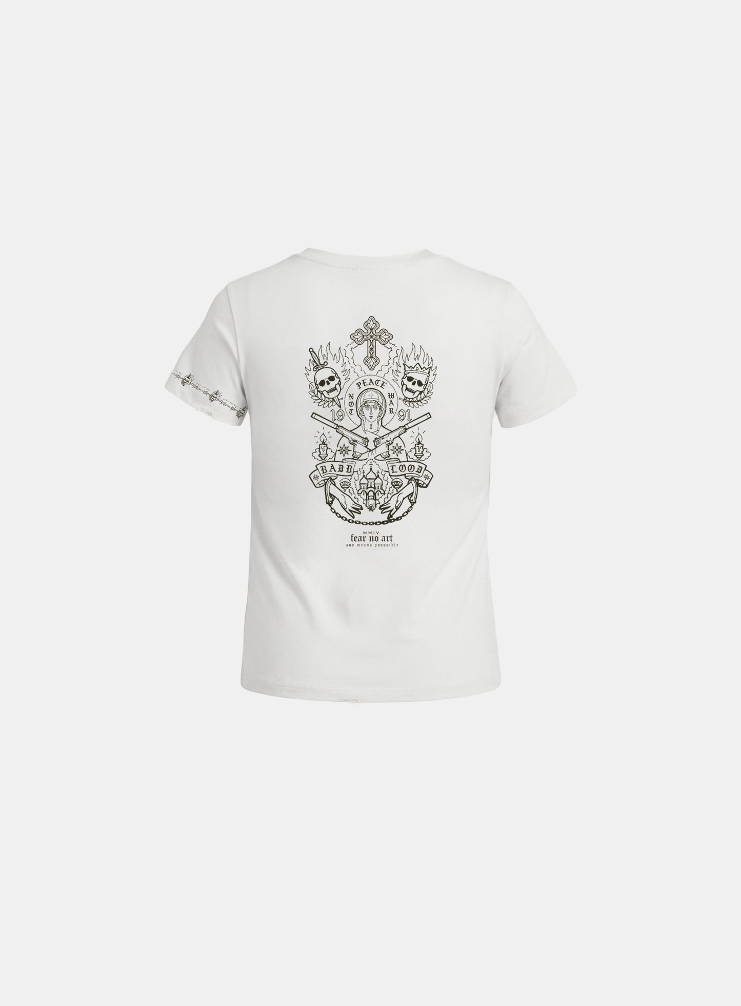 [w-tee26-153] Peace Not War Print 1/2 T-Shirt - White