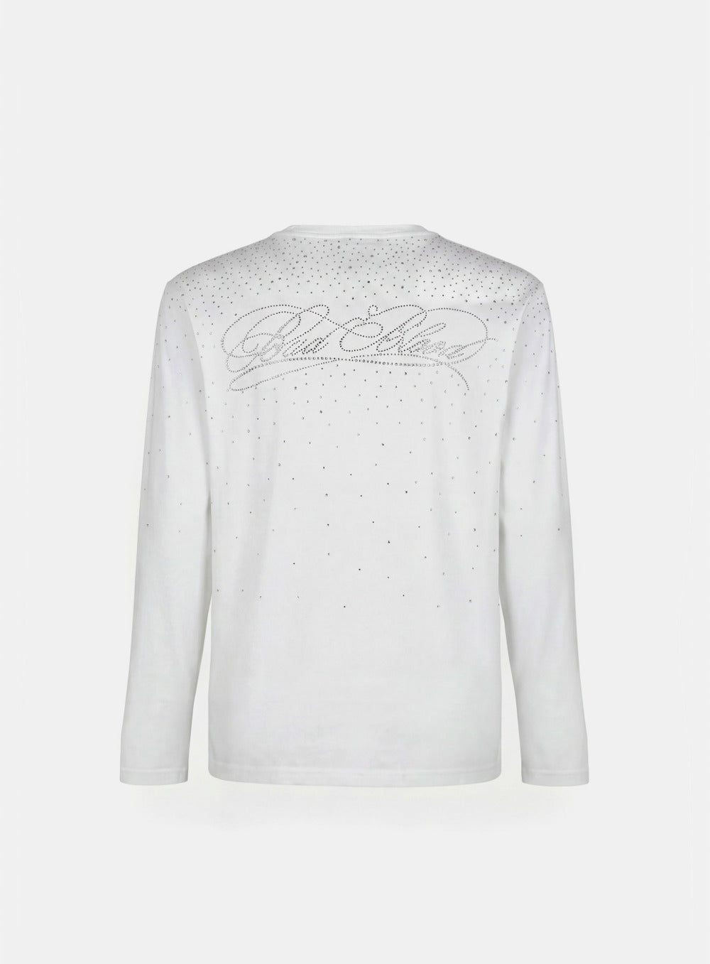 [w-tee26-013] Dark Classic Rhinestone Long Sleeve - White