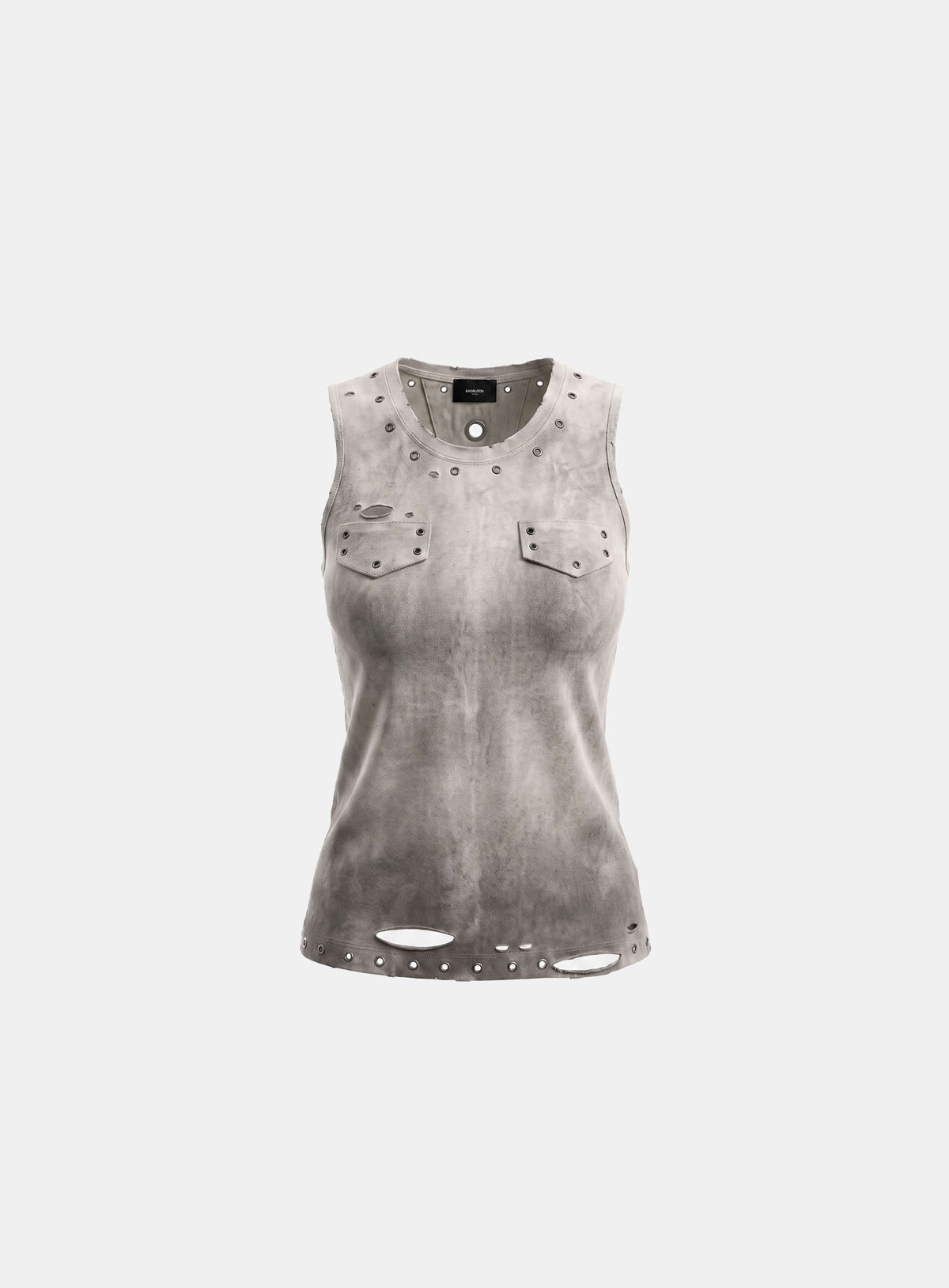 [w-tnk26-078] Raven Destroyed Eyelet Tank - White