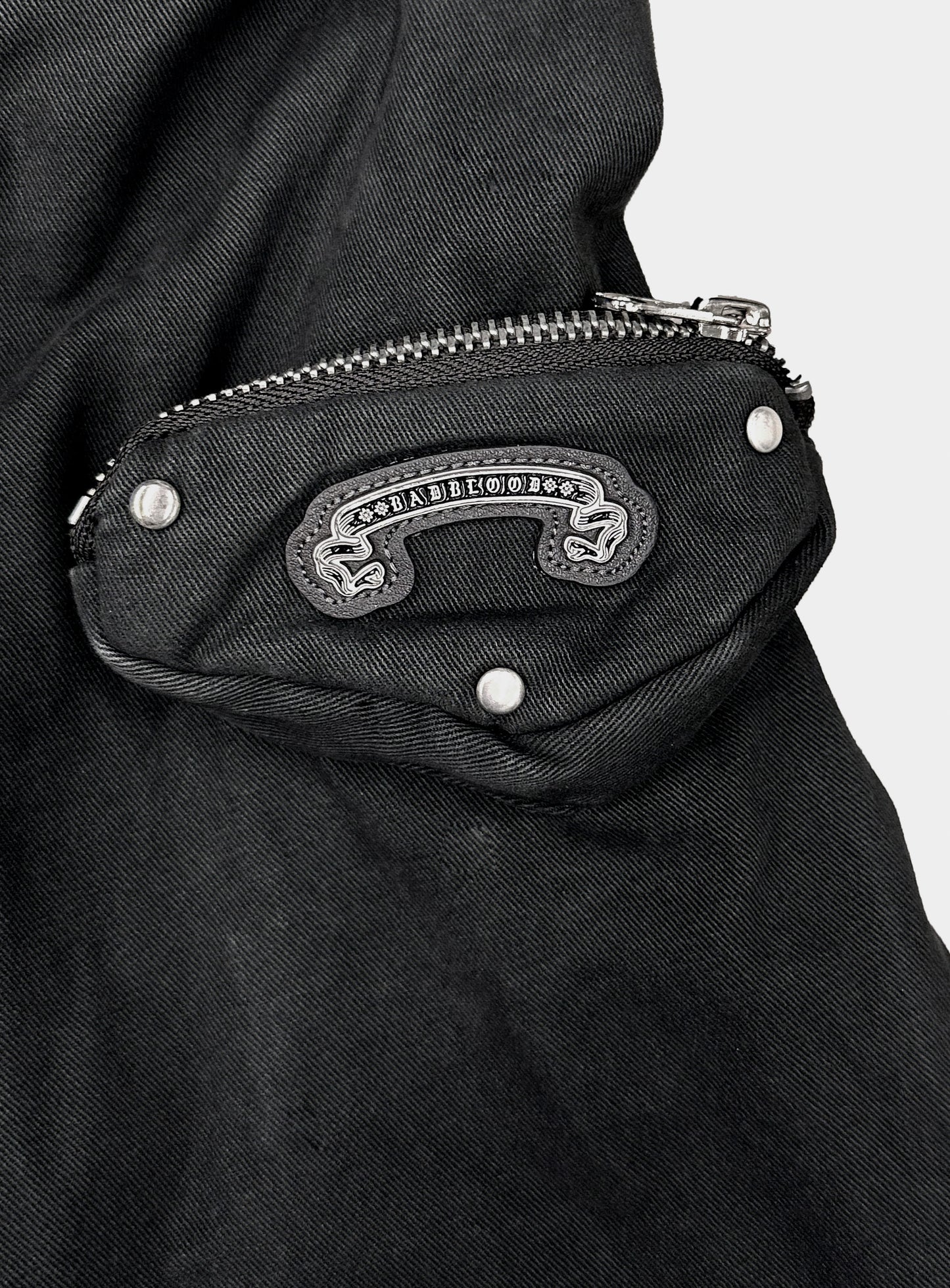 [w-jkt25-066] Daytona High-Neck Strap Bomber Jacket - Washed Black