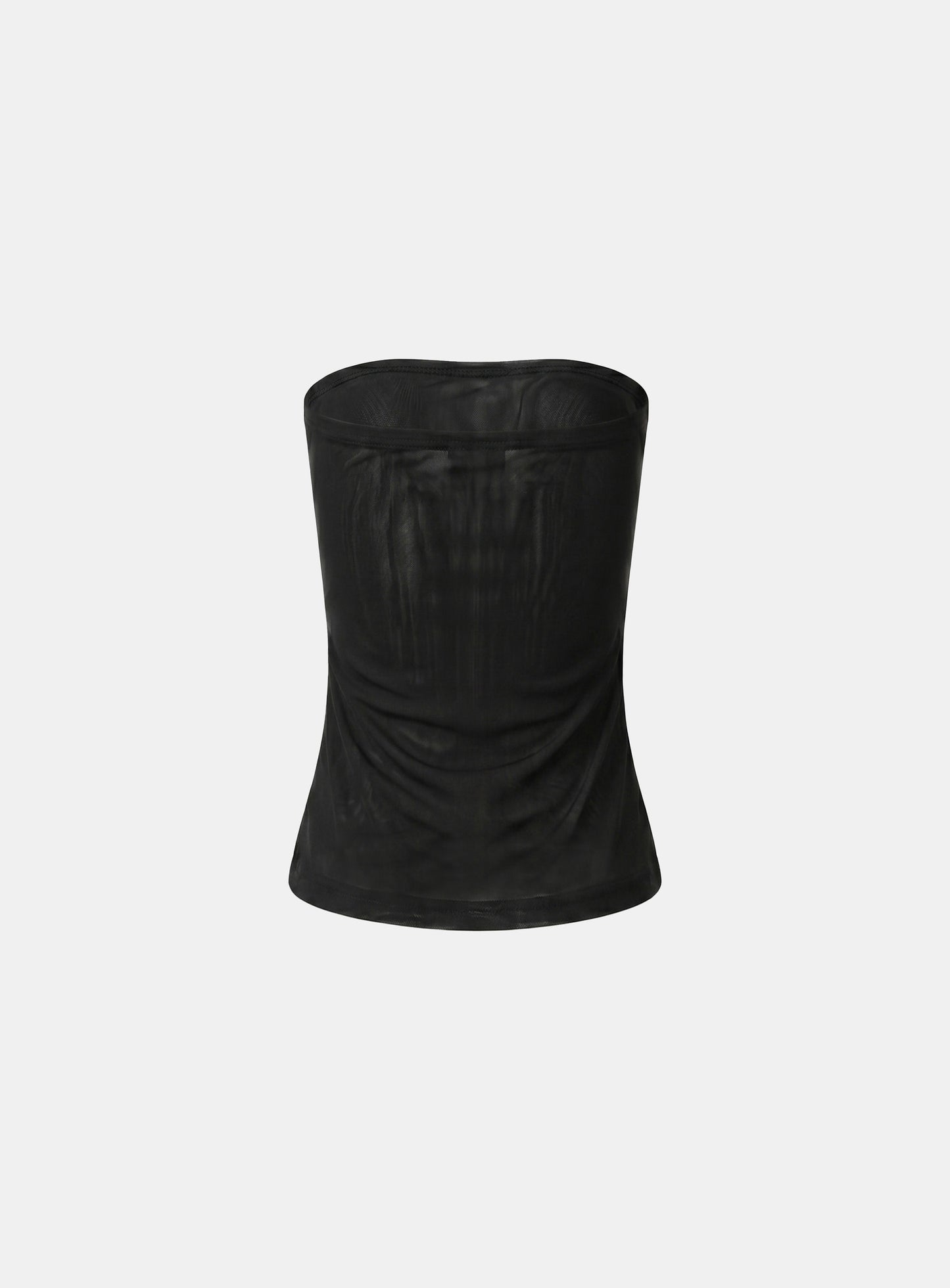 [AQUA] [w-tnk26-053] Dark Classic 2 Mesh Long Tube Top - Black