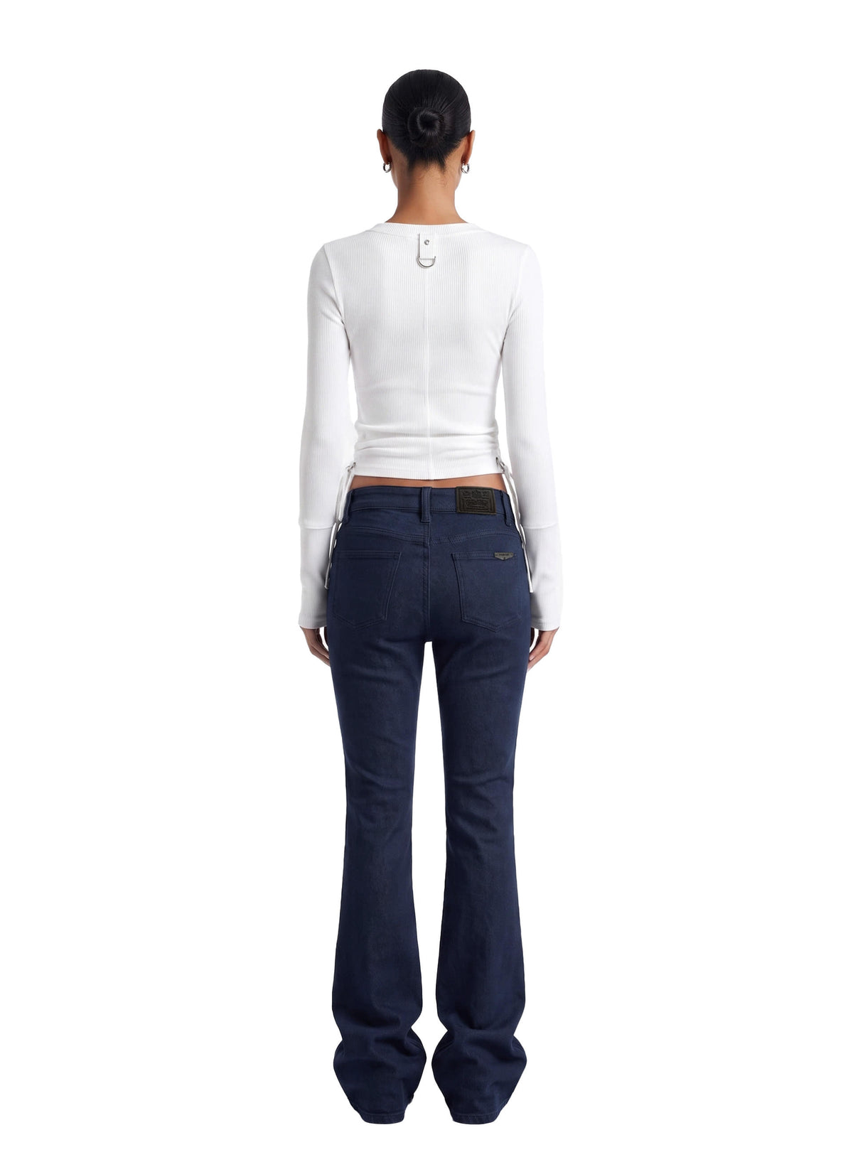 [w-tee26-255] Delta 2 Utility Cotton Rib Henley Neck Long Sleeve – White