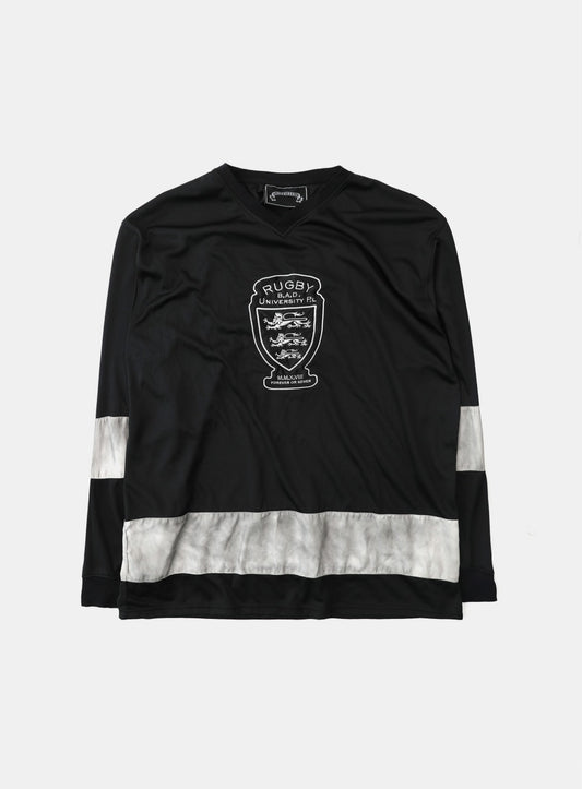 Shield M Contrast V-Neck Jersey Long Sleeve - Black