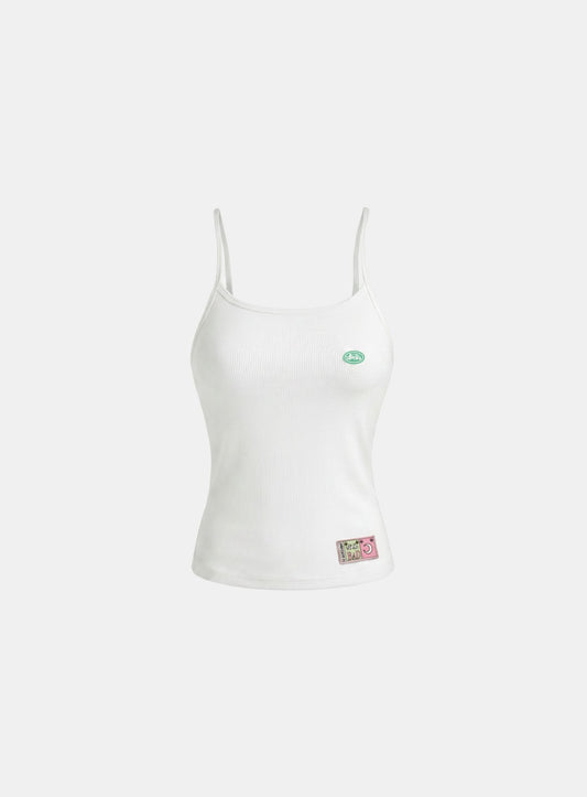 [w-tnk26-062] Ambassador 26 Cotton Lip Camisole Tank - White