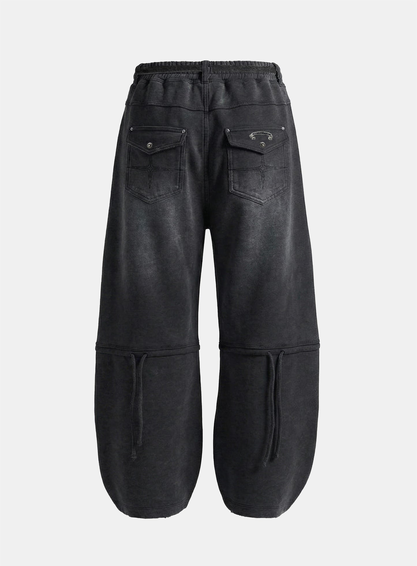 [w-pts26-094] Destroyed Raw-Edge Joggers - Denim Black