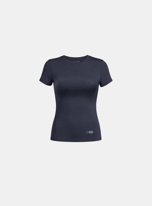 [w-tee26-092] Everyday Crew Neck Short Sleeve T-Shirt - Charcoal