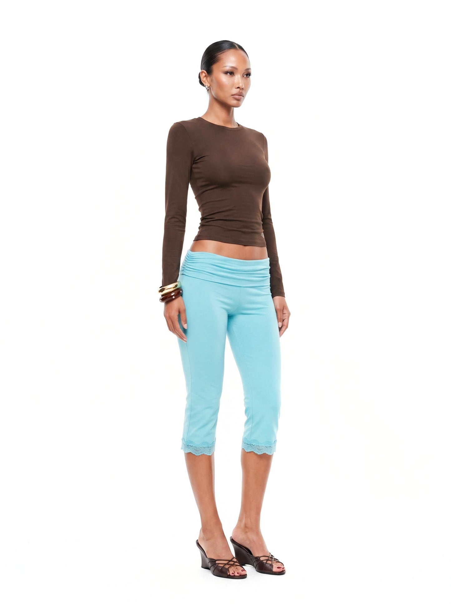 [w-srt26-034] Everyday Lace Capri Pants - Mint