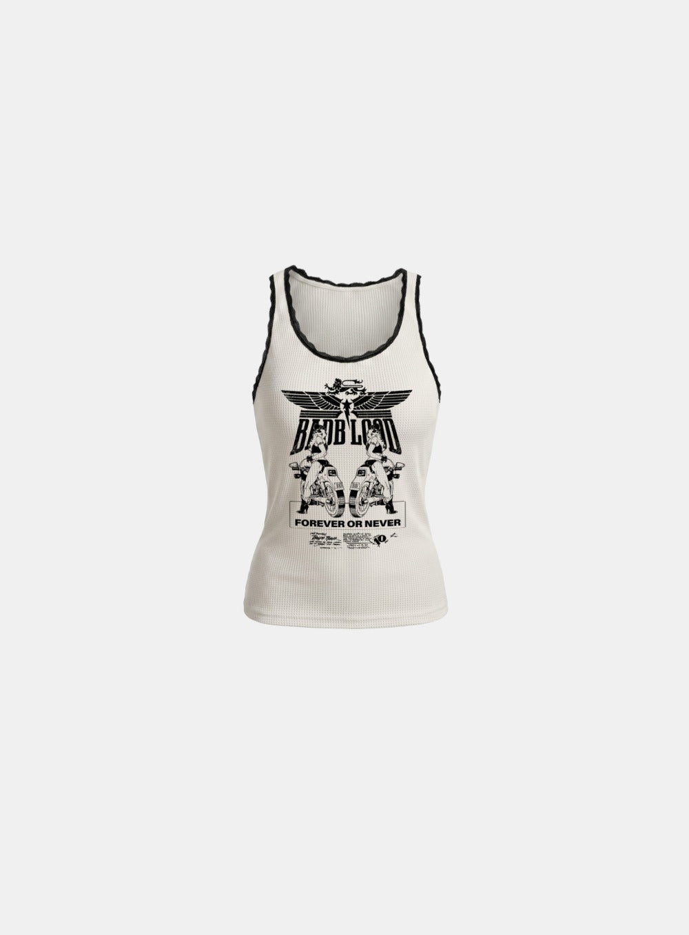 [w-tnk26-044] Aero Squad Print Lace Tank - White