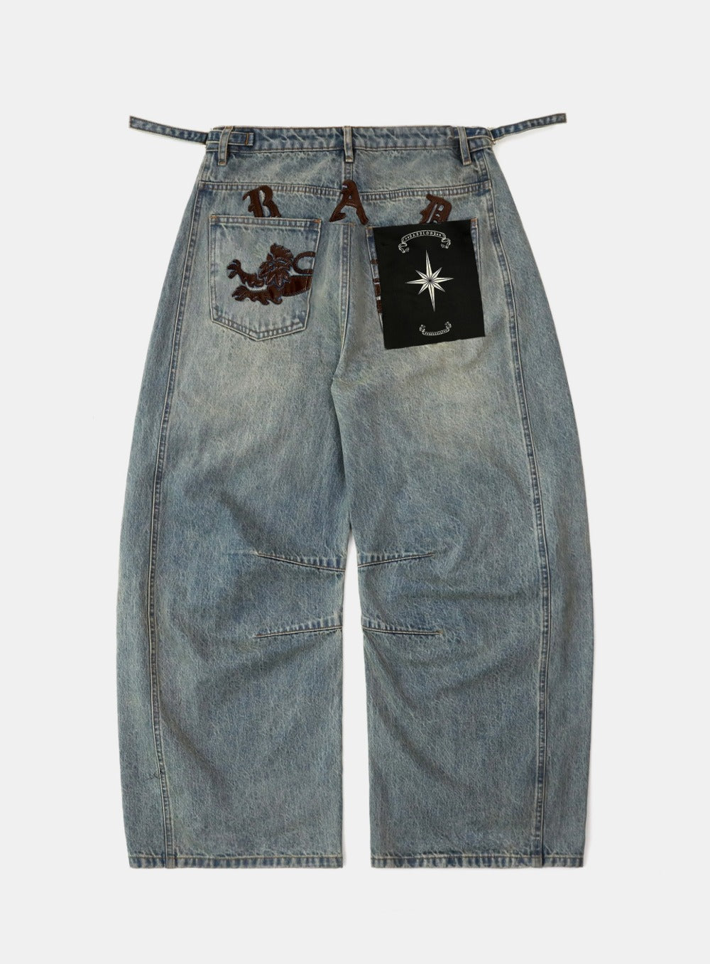 Lion Logo Barrel Jeans - Dusty Light Blue