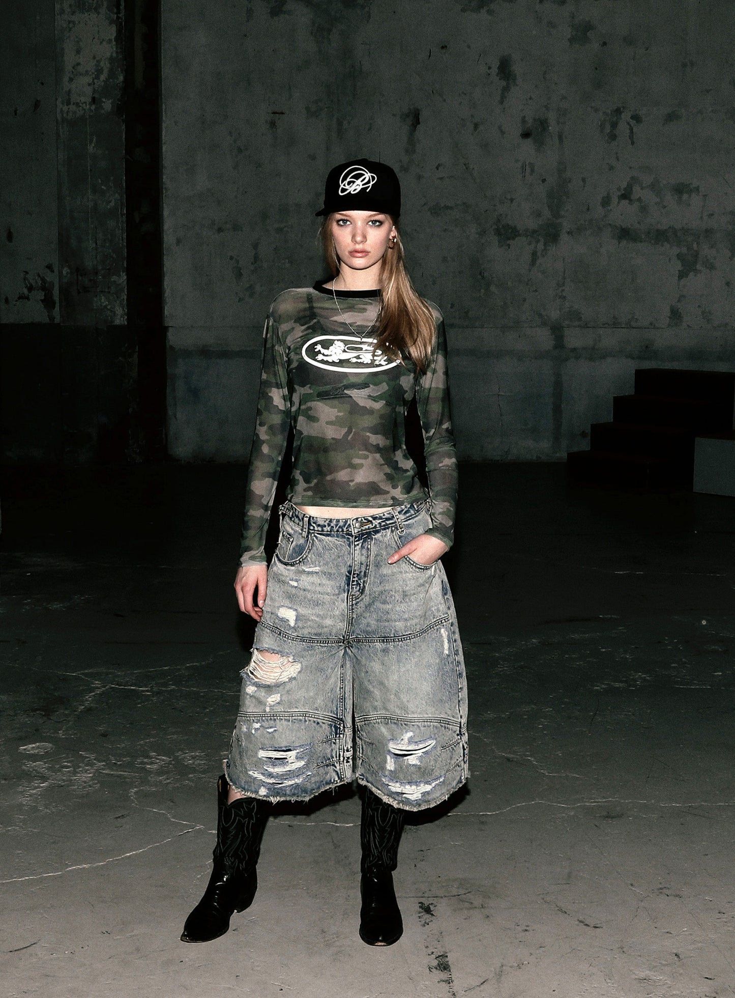 [AQUA] Mystic Logo Reflective Long Sleeve - Green Camo