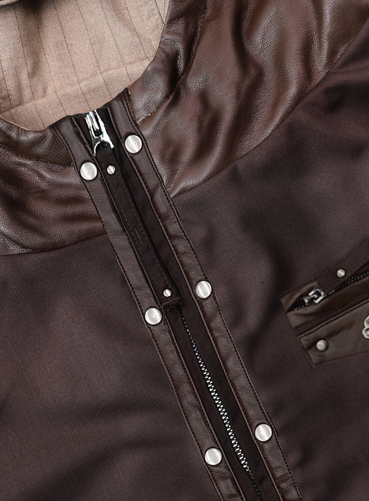 Viper91 Contrast Hooded Blouson - Brown