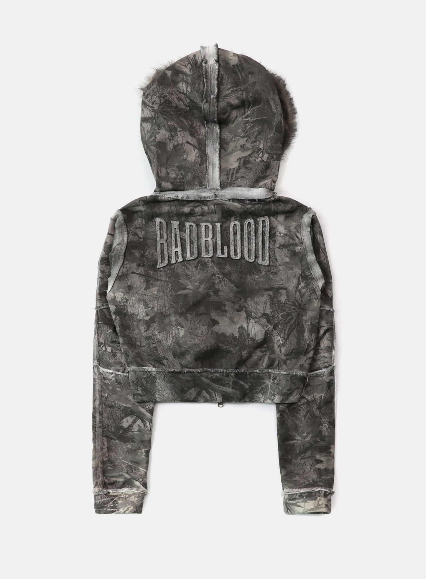 [w-hde25-082] Low Edge Detachable Fur Hooded Zip-Up Slim Fit - Light Real Tree