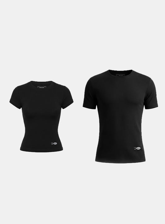 [w-tee26-055] BS Cotton Jersey Fitted Short Sleeve T-Shirt - Black