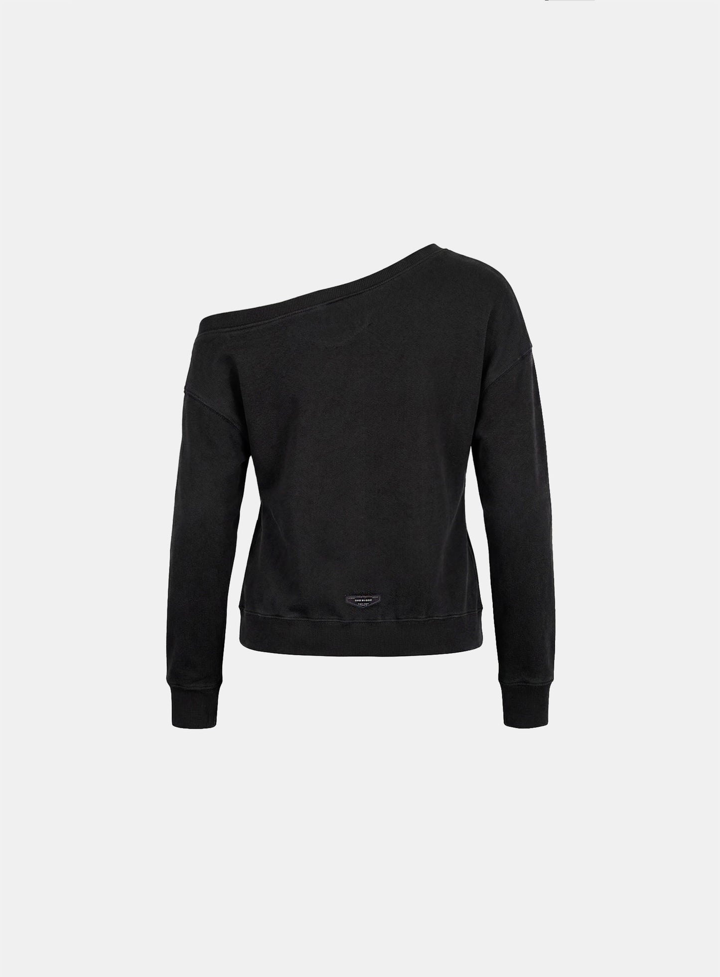 [w-sweatshirt26-008] BS Soft Terry Off-the-Shoulder Sweatshirt - Black