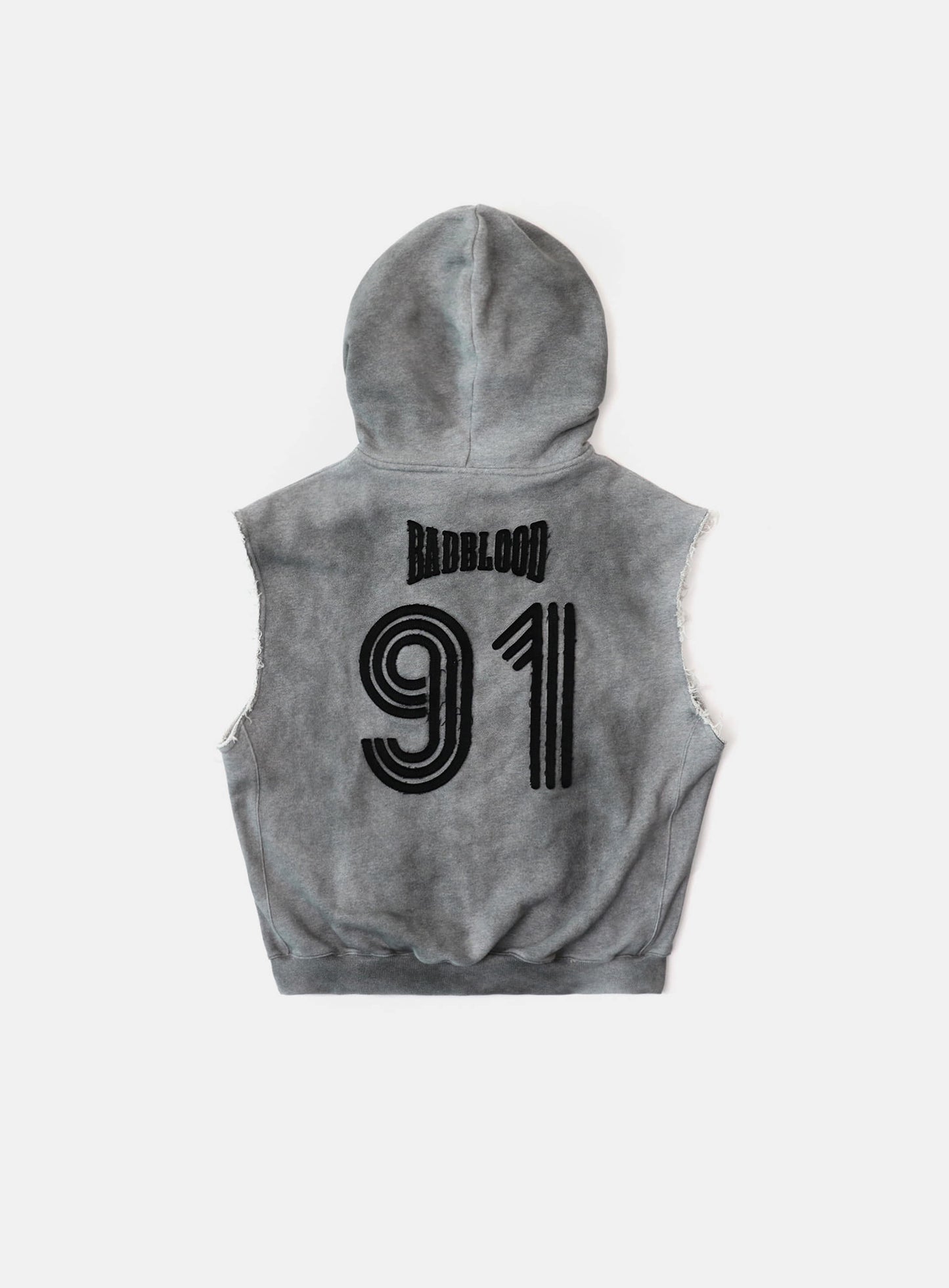 Curved Logo Sleeveless Hooded Zip-Up - Dusty Grey