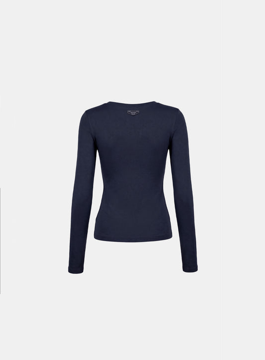 [w-tee26-086] Everyday Crew Neck Long Sleeve T-Shirt - Navy
