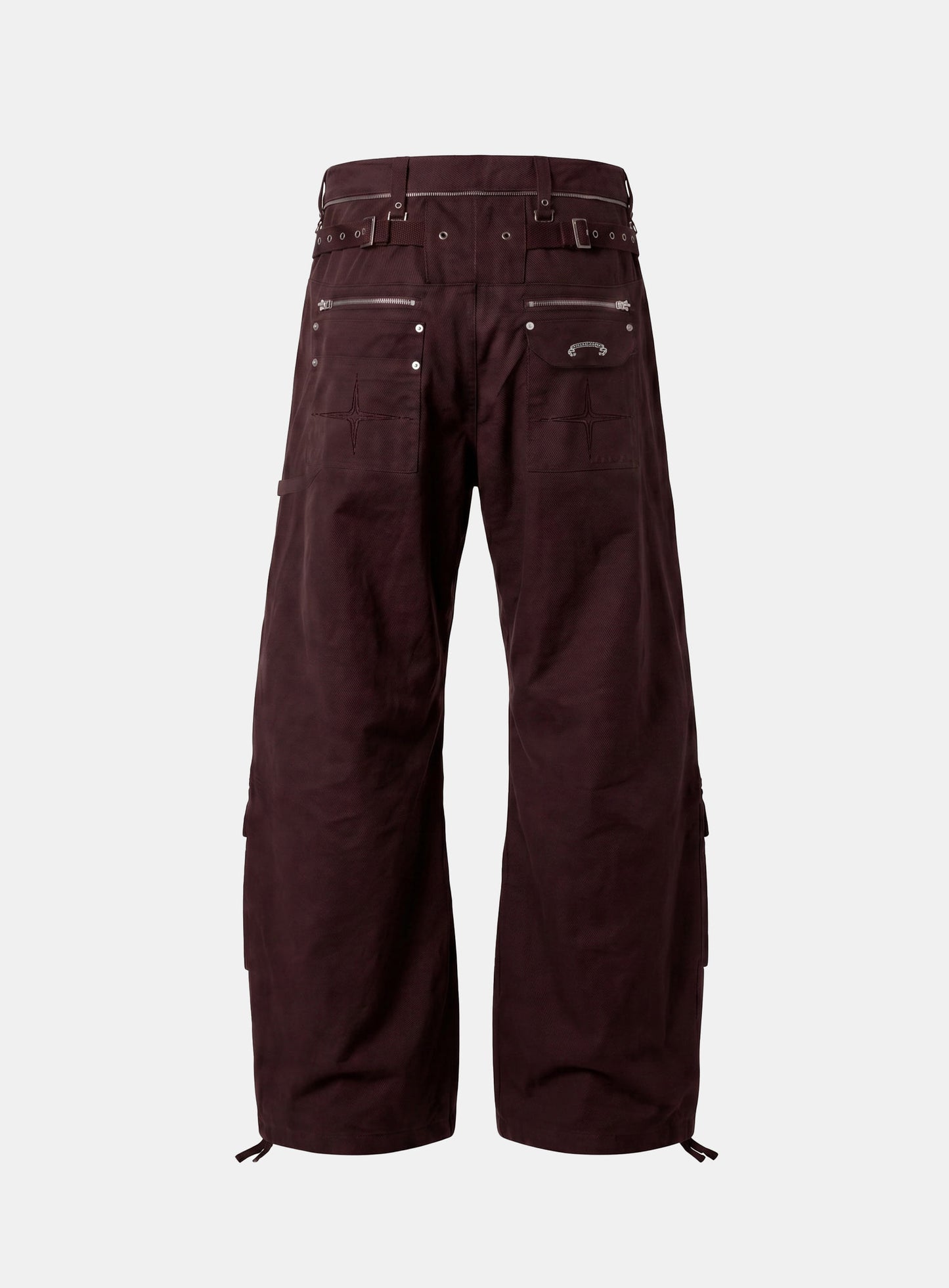 [w-pts26-114] Alpha Curved Bootcut Cargo Pants - Burgundy