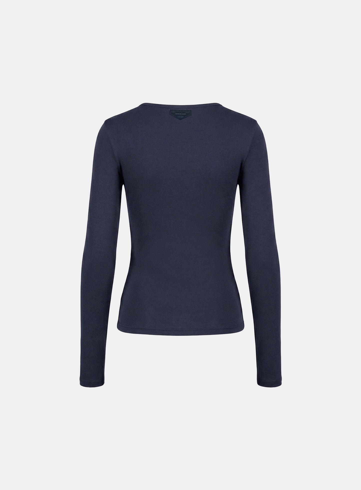 [w-tee26-040] BS Cotton Jersey Fitted Henley Neck Long Sleeve T-Shirt - Navy
