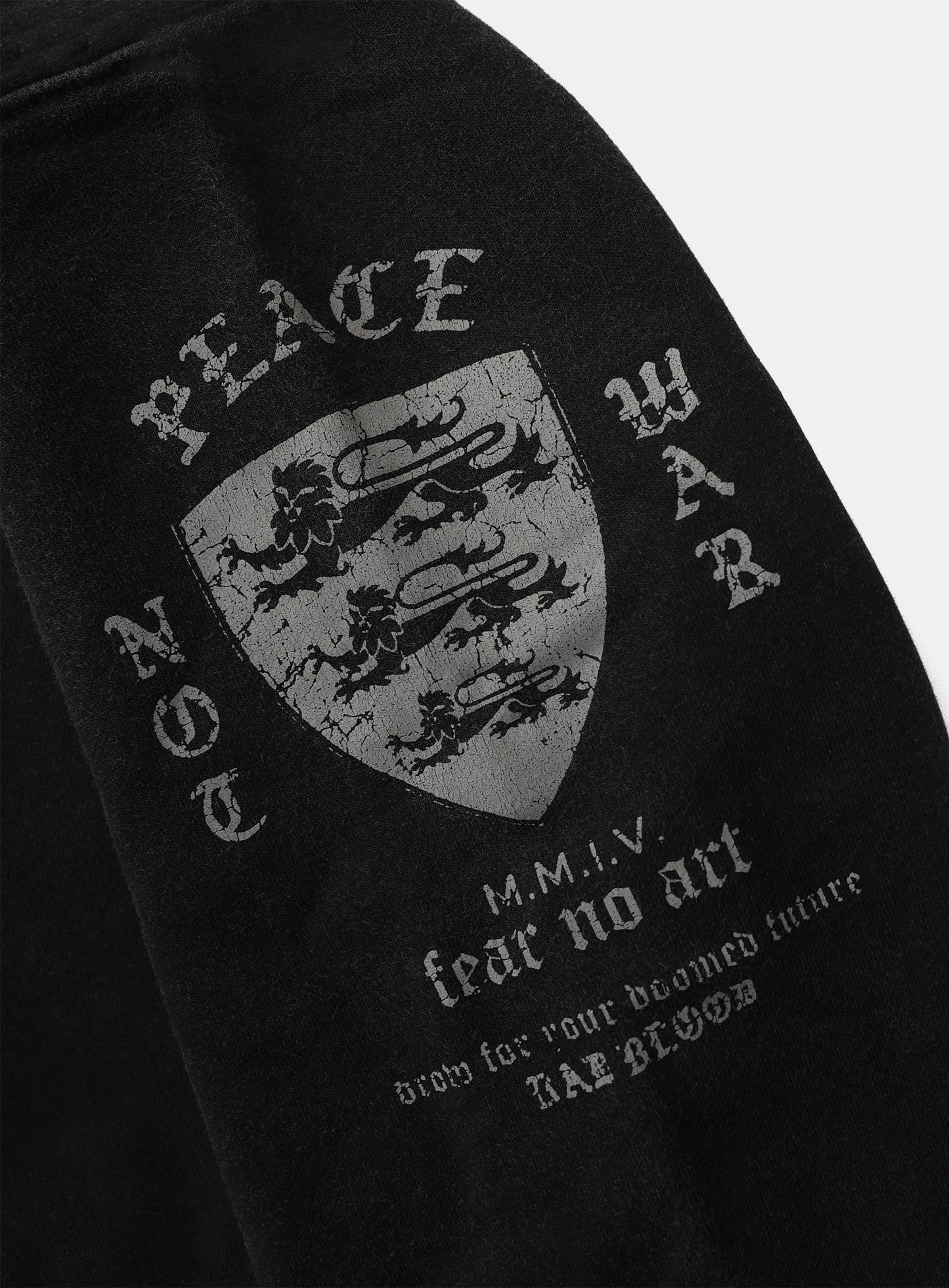 PEACE NOT WAR Hooded Zip-Up - Dusty Black