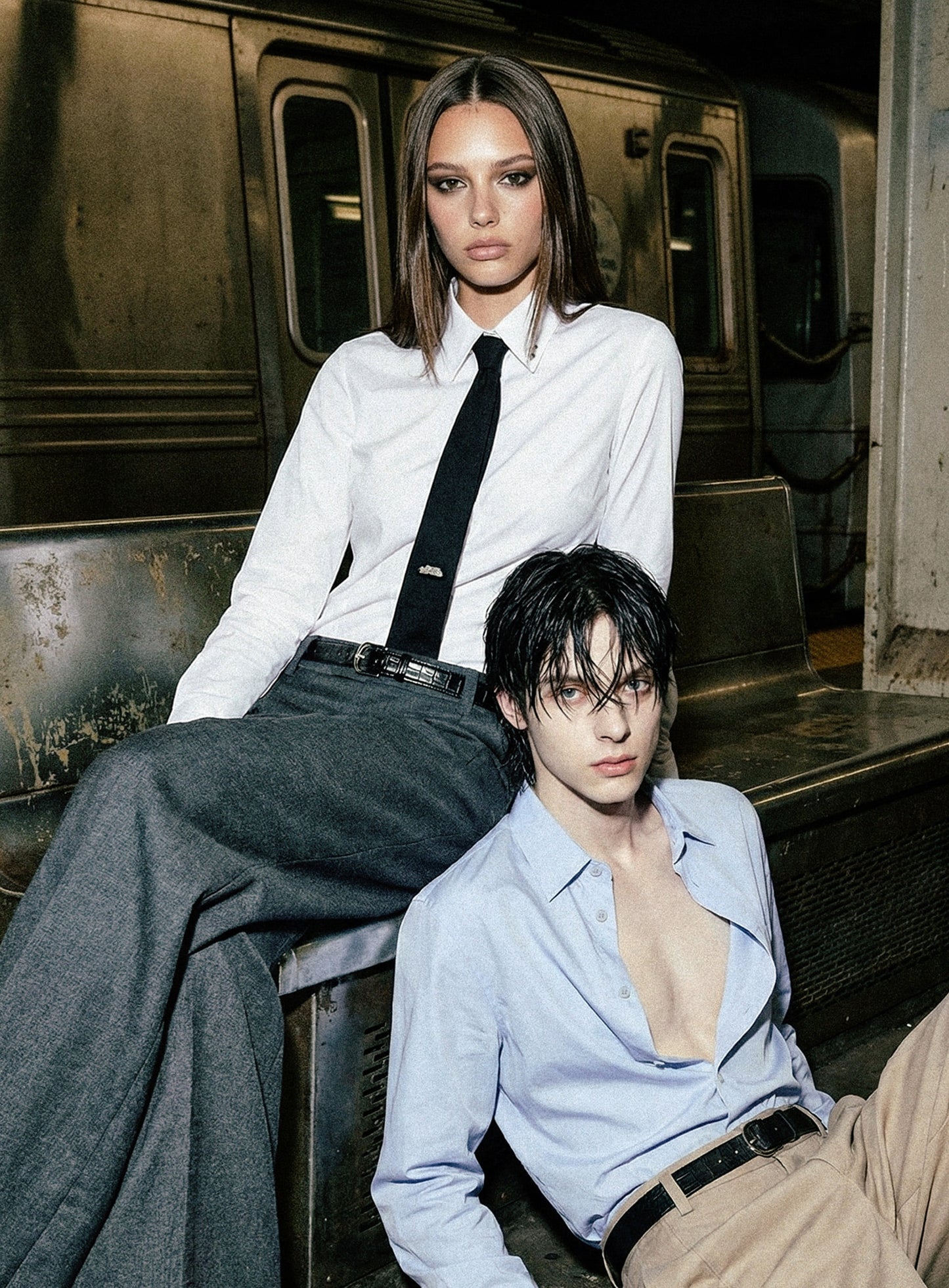 [w-sht26-007] Uniform Classic Slim-Fit Dress Shirt - Sky Blue