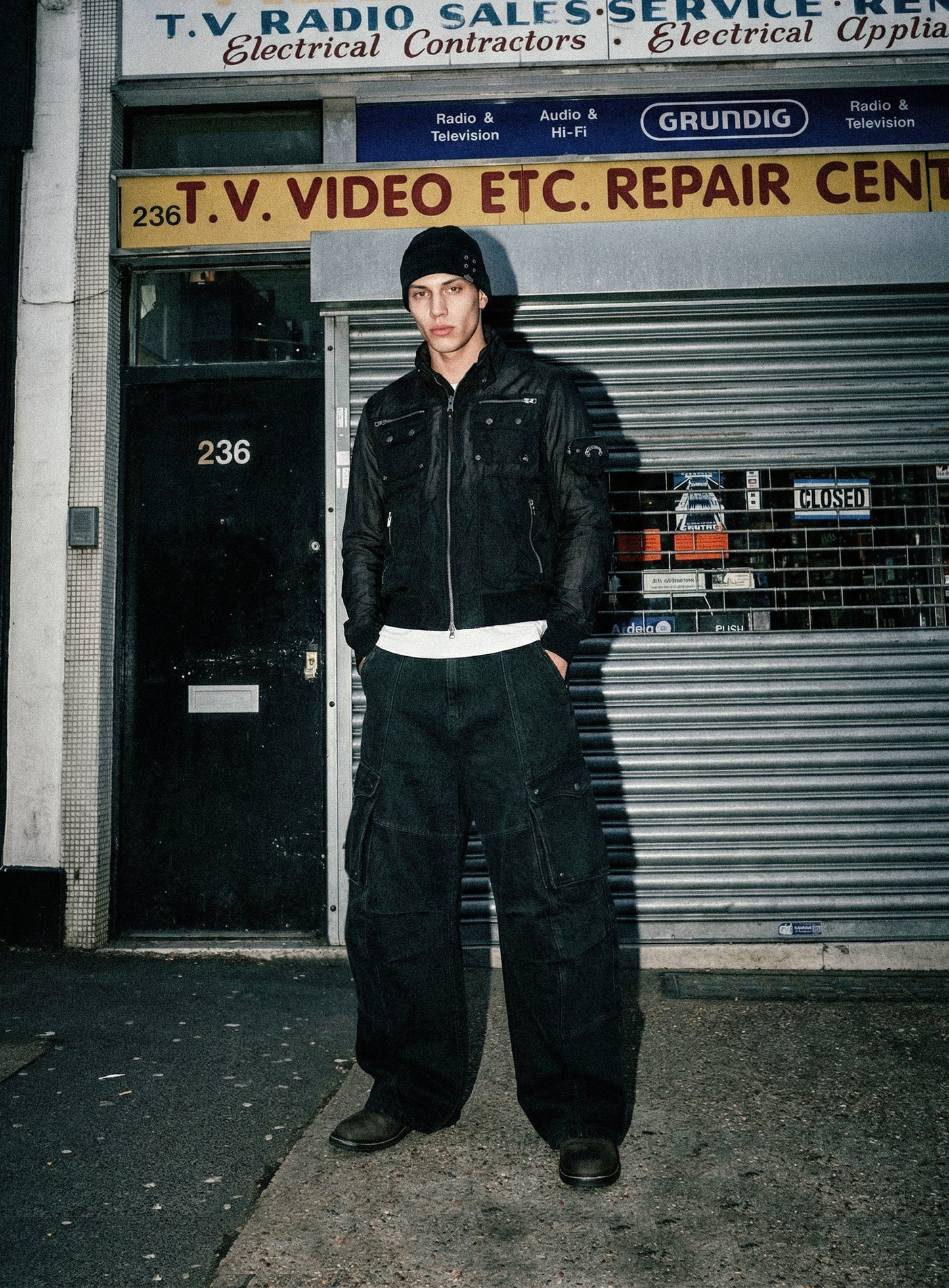 [w-jkt26-034] Daytona High-Neck Lightweight Nylon Bomber Jacket - Black
