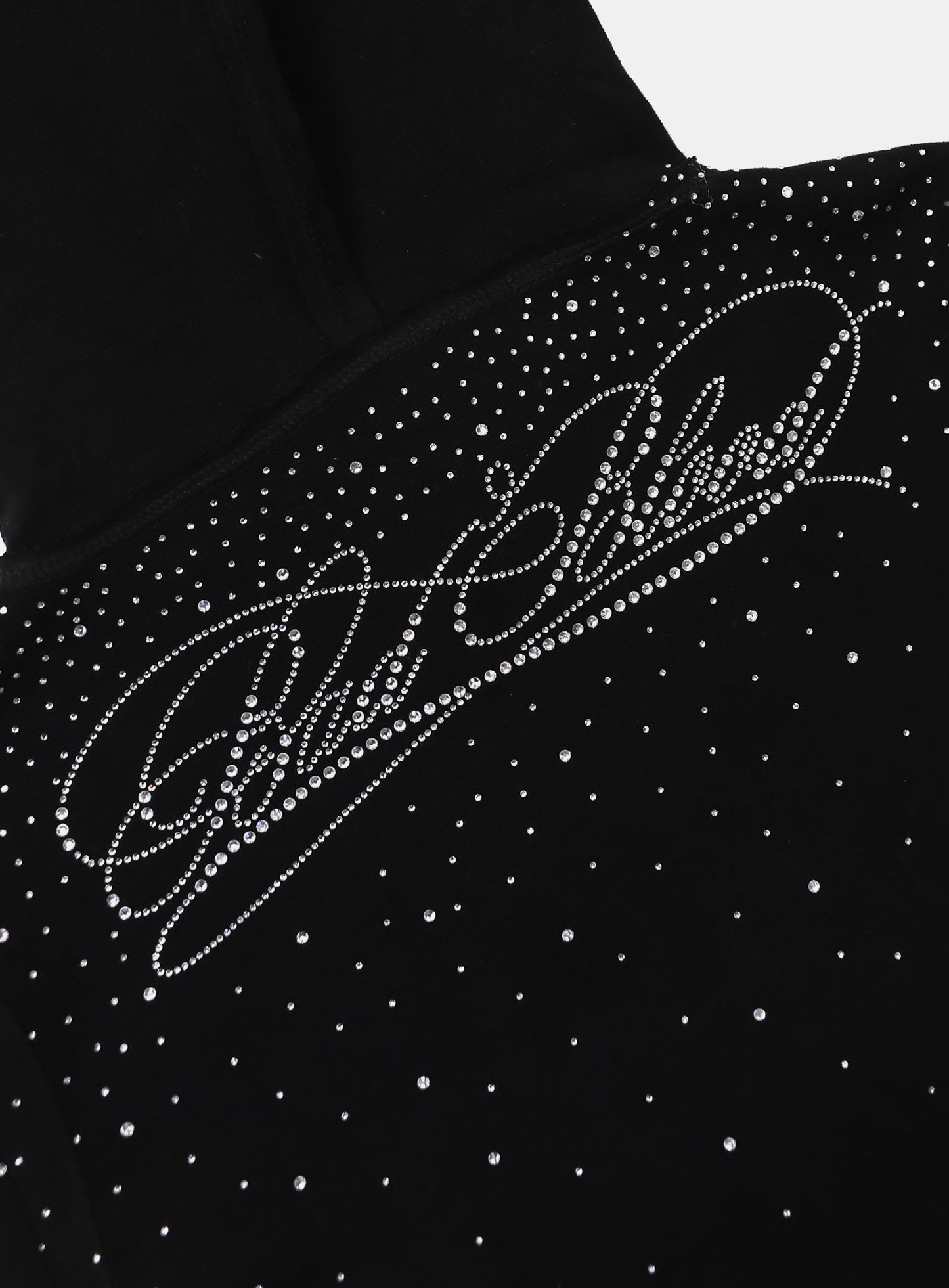 [w-hde25-078] Dark Classic Rhinestone Hooded Zip-Up Slim Fit - Black