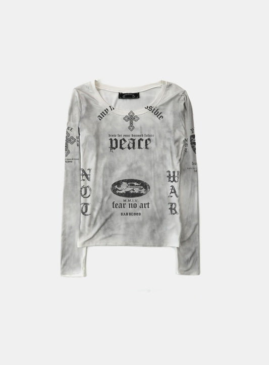 PEACE NOT WAR Loose Fit Tee - Dusty White