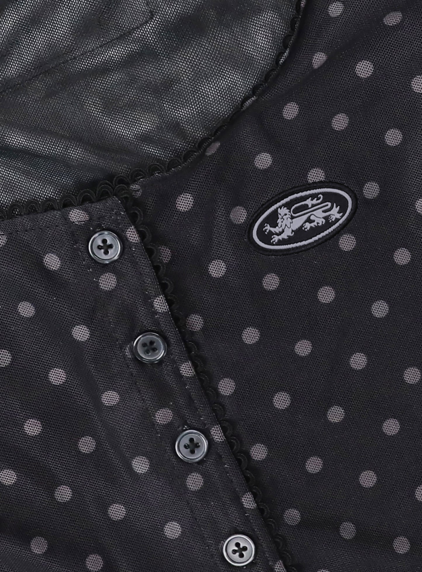 [AQUA] Splash Dot Round Cardigan - Black