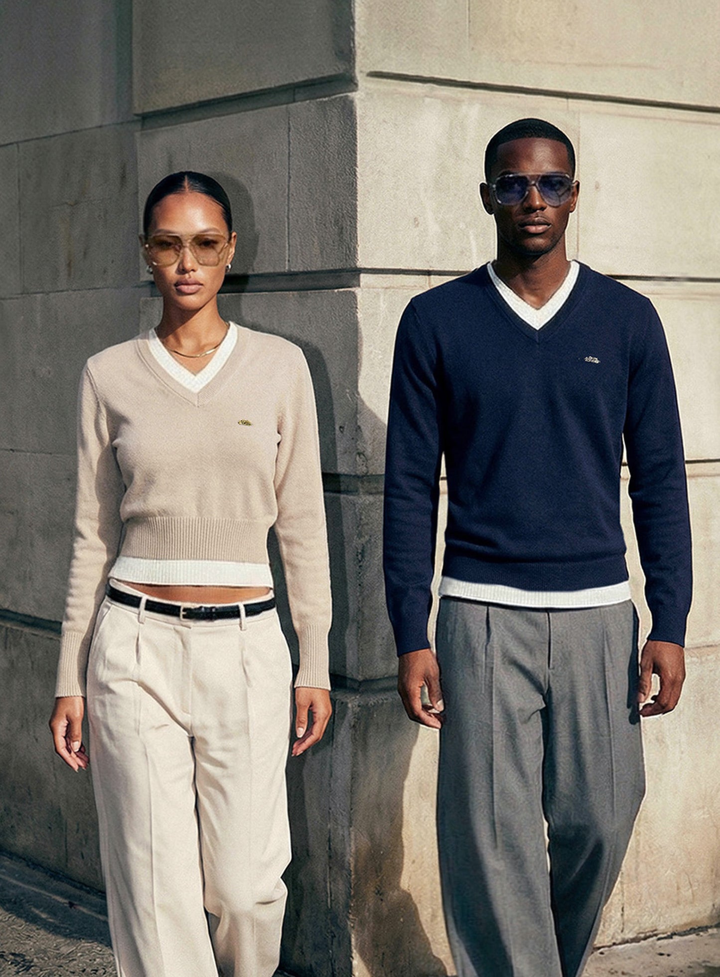 [w-knt26-018] Fine Merino Wool V-Neck Knit - Sand
