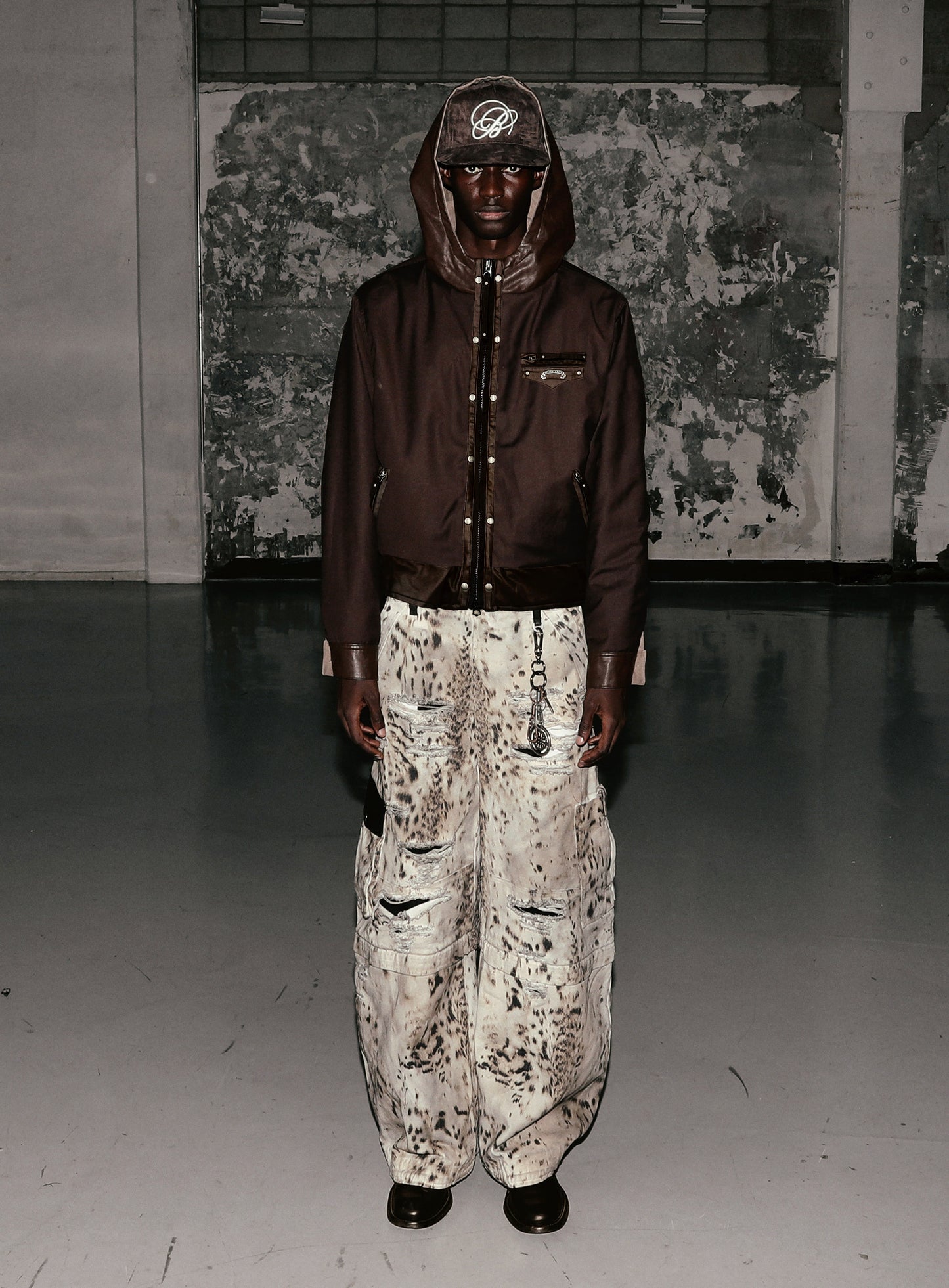 Viper91 Contrast Hooded Blouson - Brown