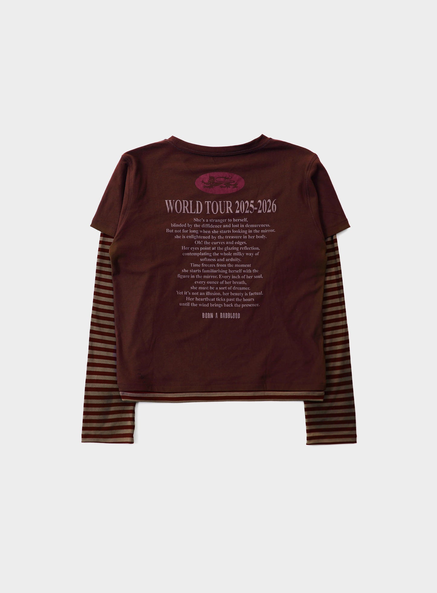 2025 World Tour Layered Long Sleeve - Burgundy/Striped